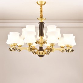 15 Light (10+5) 2 Tiers Brass American Modern Luxurious Chandelier