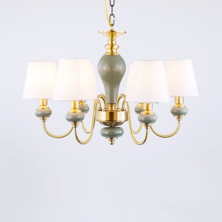 6 Light American Brass Modern Chandelier