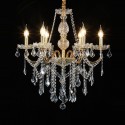 6 Light One Tier Gold Candle Style Crystal Chandelier