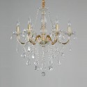 6 Light One Tier Gold Candle Style Crystal Chandelier