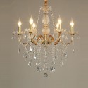 6 Light One Tier Gold Candle Style Crystal Chandelier