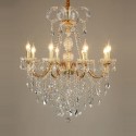 8 Light One Tier Gold Candle Style Crystal Chandelier