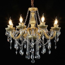 8 Light One Tier Bronze Candle Style Crystal Chandelier