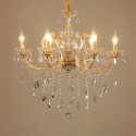 6 Light One Tier Gold Candle Style Crystal Chandelier