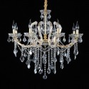 8 Light One Tier Gold Candle Style Crystal Chandelier