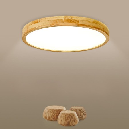 Modern Contemporary Round Wood Flush Mount Ceiling Light