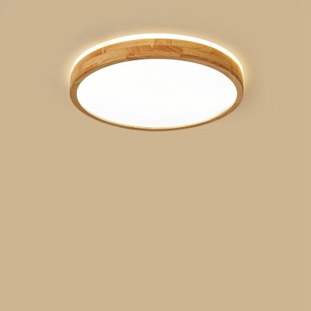 Round Modern Contemporary Wood Flush Mount Ceiling Light