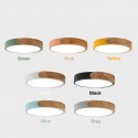 Round Modern Contemporary Multi Colours Macaron Wood Flush Mount Ceiling Light