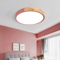 Round Modern Contemporary Multi Colours Macaron Wood Flush Mount Ceiling Light
