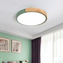 Round Modern Contemporary Multi Colours Macaron Wood Flush Mount Ceiling Light