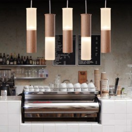 Modern/ Contemporary 5 Light Wooden Pendant Light