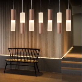 Modern/ Contemporary 7 Light Wooden Pendant Light