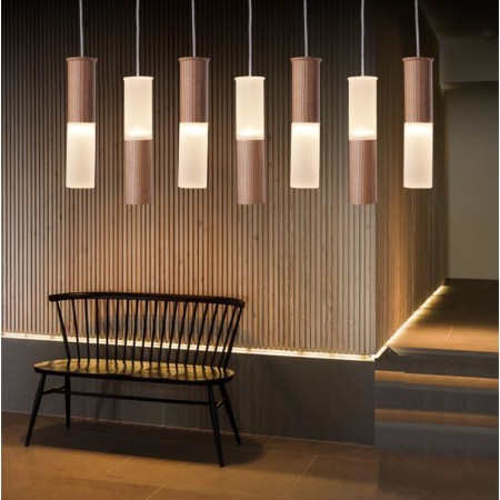 Modern/ Contemporary 7 Light Wooden Pendant Light