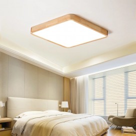 Modern Contemporary Square Wood Flush Mount Ceiling Light