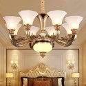 8 Light Retro Traditional Luxury Chandelier with Glass Shade