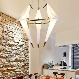 Modern/ Contemporary Paper Crane 3 Light Pendant Light