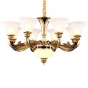 8 Light Retro Traditional Luxury Chandelier with Glass Shade