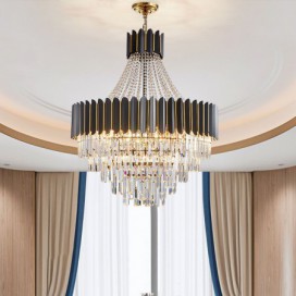 Nordic Stainless Steel Pendant Light Circular Glass Chandelier Bedroom Living Room