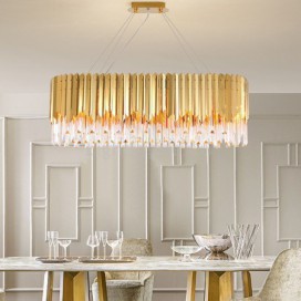 Golden Modern Glass Pendant Light Oval Shaped Ceiling Light Living Room Kitchen Island