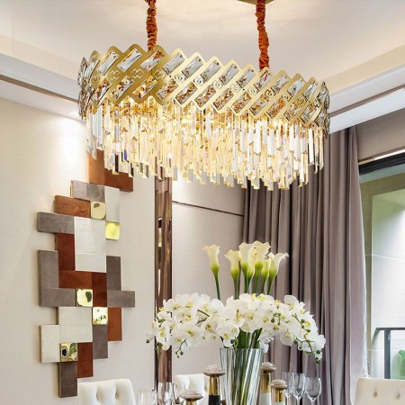 Golden Modern Glass Pendant Light Oval Shaped Ceiling Light Living Room Kitchen Island
