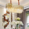 Golden Modern Glass Pendant Light Oval Shaped Ceiling Light Living Room Kitchen Island