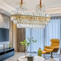 Modern Luxury Glass Pendant Lamp Oval Shaped Stainless Steel Chandelier Bedroom Living Room