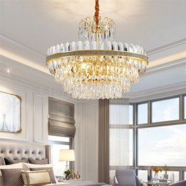 Modern Luxury Glass Pendant Lamp Circular Shaped Stainless Steel Chandelier Bedroom Living Room