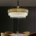 Modern Glass Pendant Light Stainless Steel Circular Chandelier Study Living Room