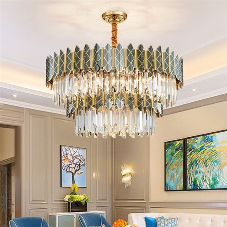 Nordic Style Glass Pendant Light Double Layer Circular Glass Chandelier Living Room Study