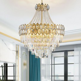 Nordic Style Glass Pendant Light Elegant Gold Circular Chandelier Bedroom Living Room