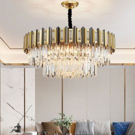 Modern Simple Circular Chandelier Glass Pendant Light Living Room Study