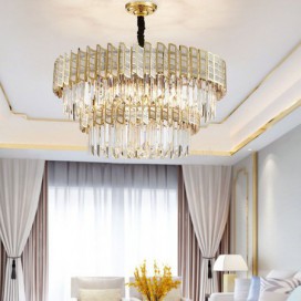 Double Layered Glass Chandelier Modern Round Pendant Light Bedroom Living Room