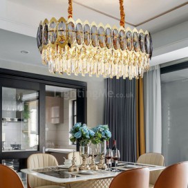 Modern Minimalist Oval Chandelier Glass Pendant Light Living Room  Dining Room