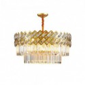 Gold Circular Stainless Steel Chandelier Modern Glass Pendant Light Living Room Bedroom