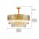 Gold Circular Stainless Steel Chandelier Modern Glass Pendant Light Living Room Bedroom