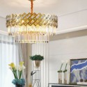 Gold Circular Stainless Steel Chandelier Modern Glass Pendant Light Living Room Bedroom