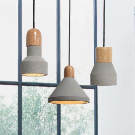 Single Light Modern/ Contemporary Wood Cement Pendant Light