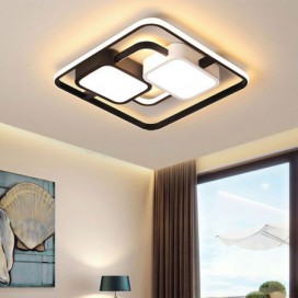 Contemporary Flush Mount Ceiling Light Black & White Square Frame Fixture Bedroom Living Room