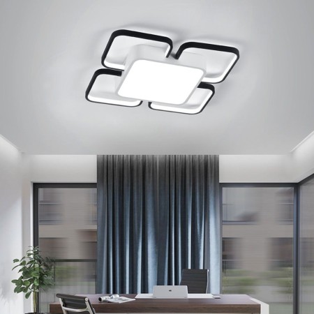 Simple Style Flush Mount Black & White Square Frame Lighting Bedroom Living Room