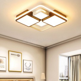 Modern Flush Mount Ceiling Light Acrylic Square Black and White Light Fixture for Bedroom Living Room