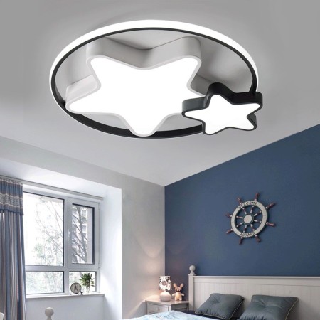 Ceiling Light Black and White Star Flush Mount Light Fixture Bedroom Kids Room