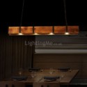 Industrial Style Pendant Light Rectangle Wood Ceiling Light Kitchen Island Restaurant