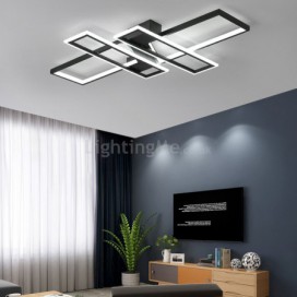 4-Light Flush Mount Ceiling Light Modern Geometric Linear Decorative Light Fixture Living Room Office