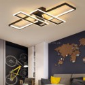 4-Light Flush Mount Ceiling Light Modern Geometric Linear Decorative Light Fixture Living Room Office