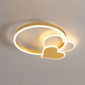 Modern Acrylic Flush Mount Gold Double Heart Ceiling Light Bedroom Living Room