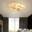 Modern Acrylic Flush Mount Gold Double Heart Ceiling Light Bedroom Living Room