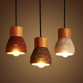 1 Light Modern/ Contemporary Wood Cement Pendant Light