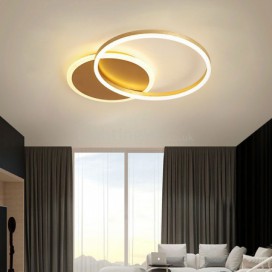 Modern Flush Mount Round Gold Ceiling Light Bedroom Living Room