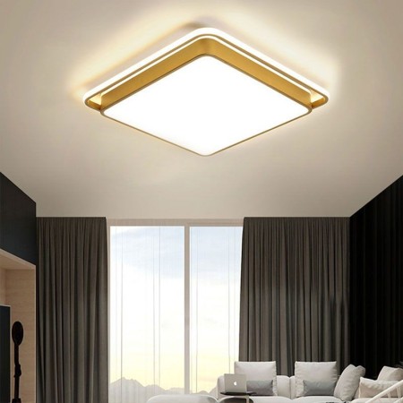 Golden Square Flush Mount Modern Simple Ceiling Light Living Room Bedroom
