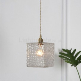Water Pattern Glass Pendant Light Brass 1 Light Pendant Lamp Living Room Bedroom